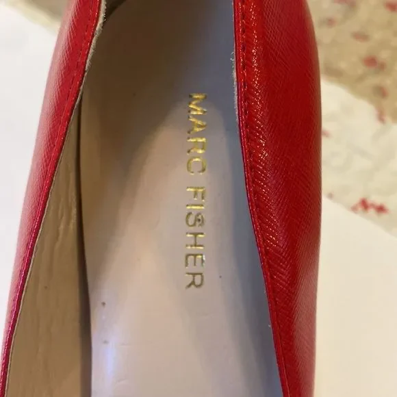 Marc-Fisher Women’s red Marsha Peep-Toe Bow Stillitoes size 8 - Picture 8 of 9